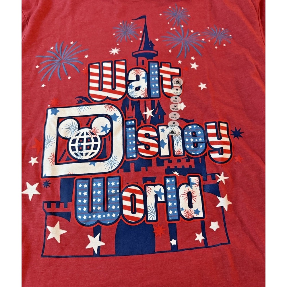 2026 Disney Parks Walt Disney World Red White Blue Castle T Shirt XXL Mickey